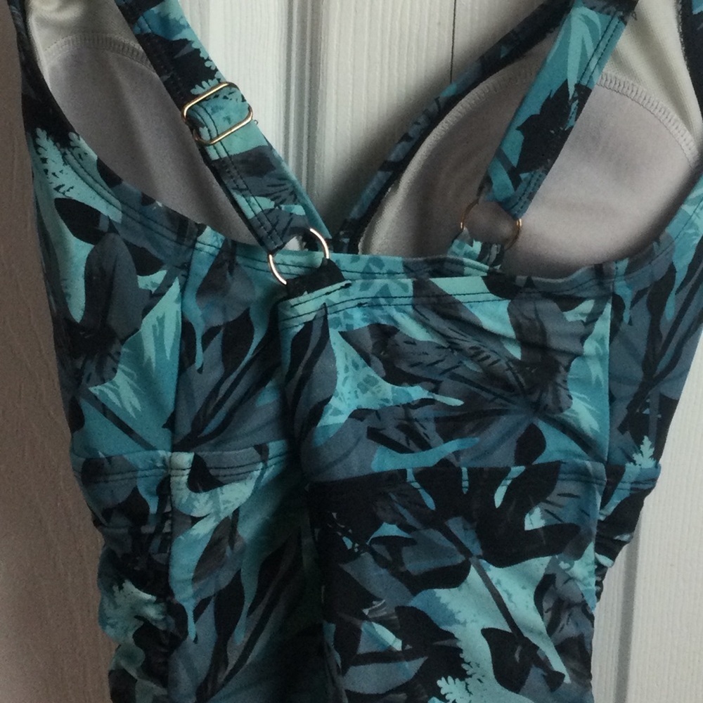Teal Floral Print Swimsuit - Picture 11 of 11